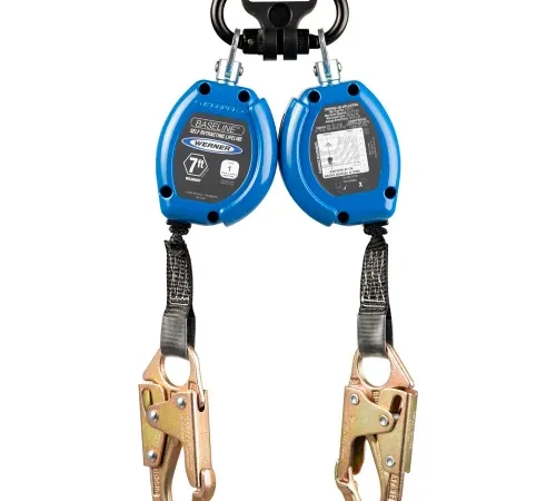 Dual-leg fall protection self-retracting lifeline with hooks