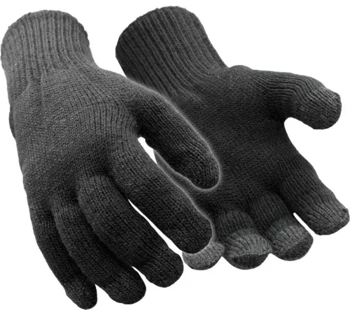 Pair of gray knit winter gloves