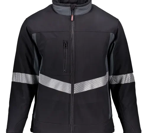 RefrigiWear Men's Enhanced Visibility Softshell Insulated Jacket, Small, Black/Charcoal