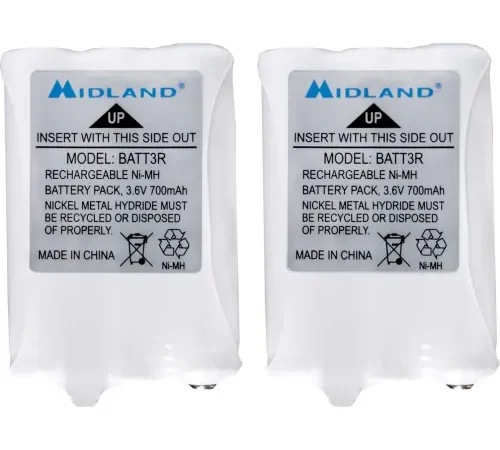 Midland Rechargeable Battery For X Talker Series, White - Pkg Qty 2