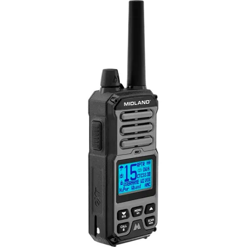 Midland GXT GMRS Two-Way Radio, Analog, 5 Watt, 99 Channels, 462.5500-467.7125 MHz, Black/Gray - Image 2