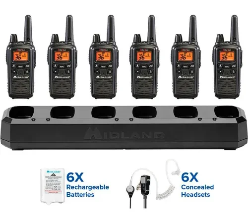 Midland® BizTalk® FRS Two-Way Business Radio with Multi-Unit Charger, Black, Pack of 6