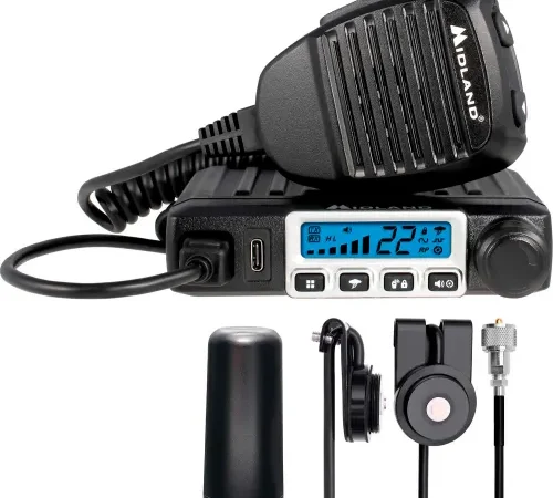 Midland MicroMobile GMRS Radio, 5"W x 4-4/5"D x 1-1/2"H, Black