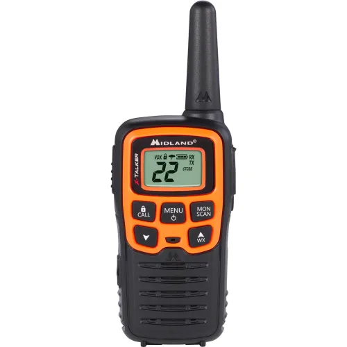 Midland X Talker Walkie Talkie Set, 2-1/50"W x 1-3/10"D x 6-1/10"H, Black, Pack of 2 - Image 2