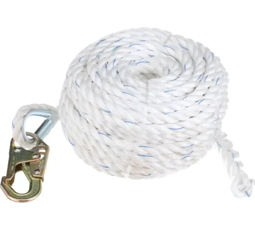 PeakWorks Standard Vertical Lifeline, Snap Hook & Back Splice, 5/8" Rope, 100'L