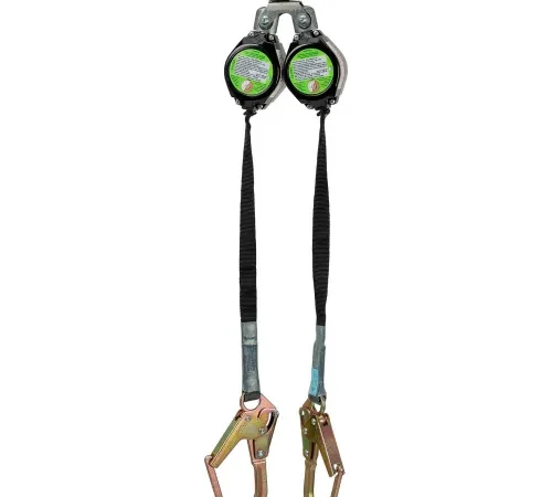 PeakWorks Leading Edge Self Retracting Lifeline, Twin Leg, Ladder Hooks, 7-1/2'L