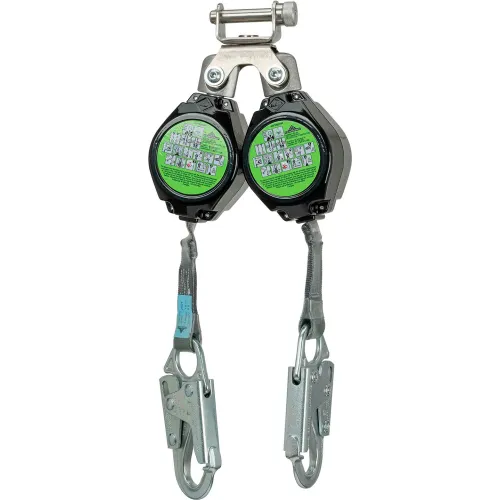 PeakWorks Leading Edge Self Retracting Lifeline, Twin Leg, Snap Hook, 6'L