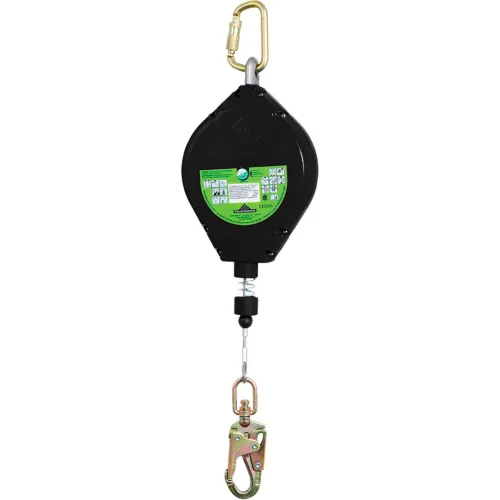 Self-retracting lifeline with carabiner and snap hook