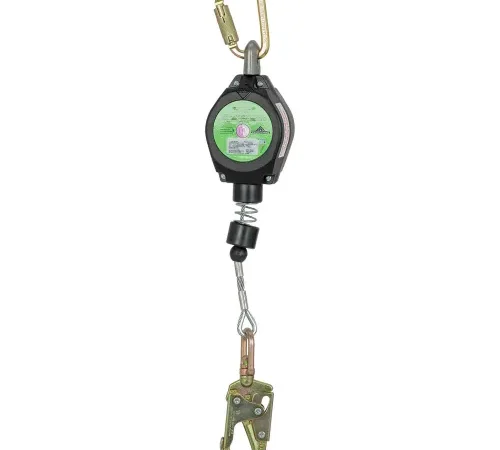 PeakWorks Leading Edge Self Retracting Lifeline, Single Leg, Form Hook, Galvanized Steel, 10'L