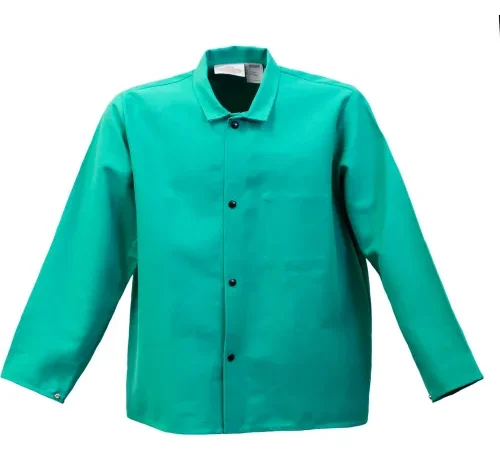 Teal button-up jacket with long sleeves