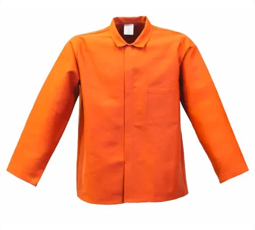 Orange collared jacket on white background