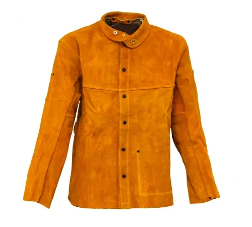 Orange suede jacket with mandarin collar