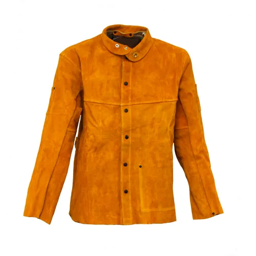 Orange suede jacket with stand collar