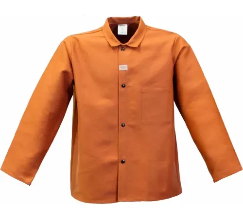 Orange collared button-up jacket