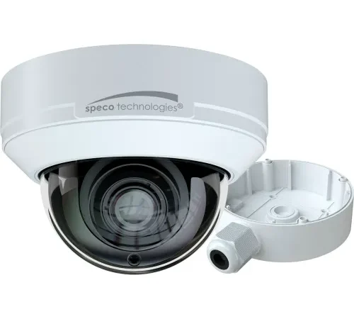 Speco® 4MP H.265 AI IP Dome Camera w/ IR & Junction Box, 2.8-12mm Motorized Lens, White Housing