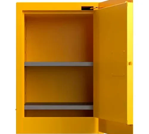 Strong Hold? Flammable Safety Cabinet, Self Close, 12 Gallon Cap., 24"W x 18"D x 36"H, Yellow