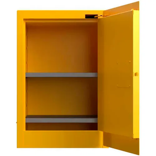 Strong Hold Flammable Safety Cabinet, Self Close, 12 Gallon Cap., 24"W x 18"D x 36"H, Yellow