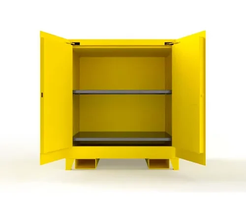Strong Hold? Flammable Safety Cabinet, Manual Close, 60 Gallon Cap., 43"W x 34"D x 49"H, Yellow