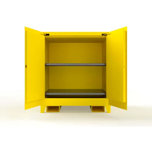 Strong Hold Flammable Safety Cabinet, Manual Close, 60 Gallon Cap., 43"W x 34"D x 49"H, Yellow