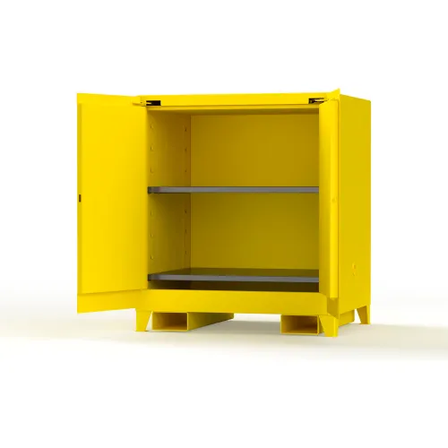 Strong Hold Flammable Safety Cabinet, Manual Close, 60 Gallon Cap., 43"W x 34"D x 49"H, Yellow - Image 2