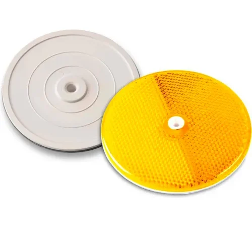 Round amber reflector with white backing