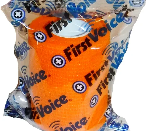 First Voice" 3" x 5 Yards Self Adhesive Bandage, Non-Latex , Orange, Pack of 4