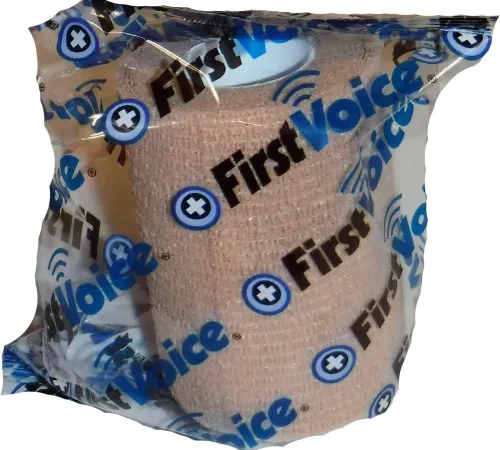 First Voice" 3" x 5 Yards Self Adhesive Bandage, Non-Latex , Tan, Pack of 4