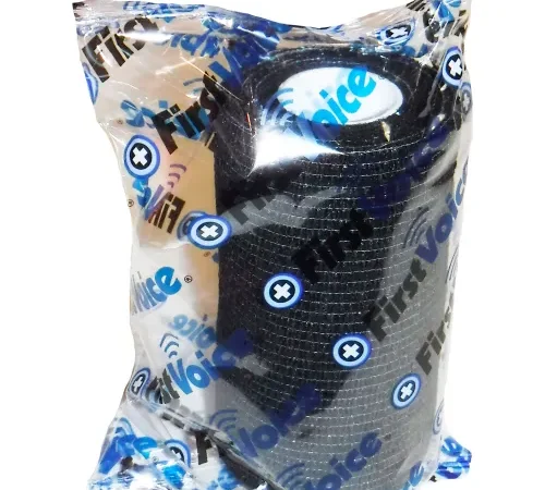First Voice" 4" x 5 Yards Self Adhesive Bandage, Non-Latex , Black, Pack of 8