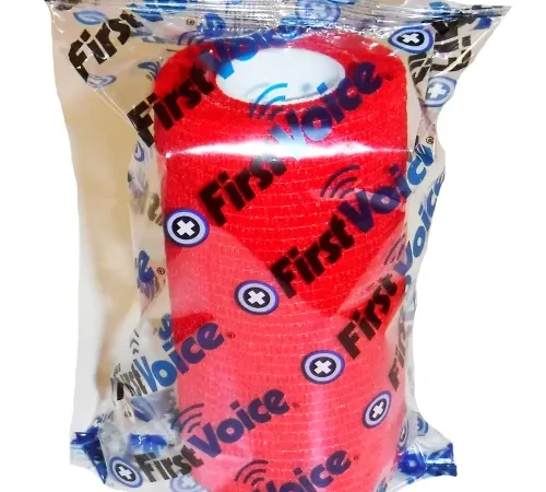 First Voice" 4" x 5 Yards Self Adhesive Bandage, Non-Latex , True Red, Pack of 8