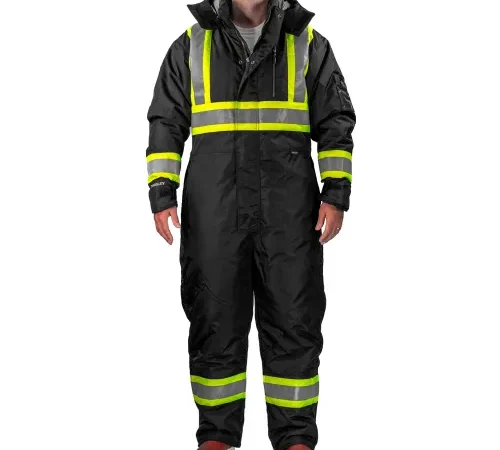 Black high-visibility reflective insulated safety coverall