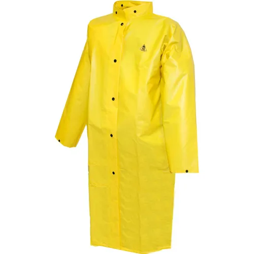 Tingley® C56207 DuraScrim" Coat, Yellow, 48", 2 Patch Pockets, Hood Snaps, 4XL