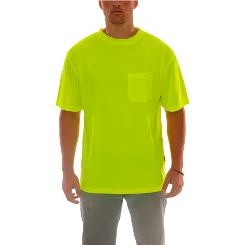 Tingley® Enhanced Visibility T-Shirt, Short Sleeve, 1 Pocket, Fl Lime, 5XL