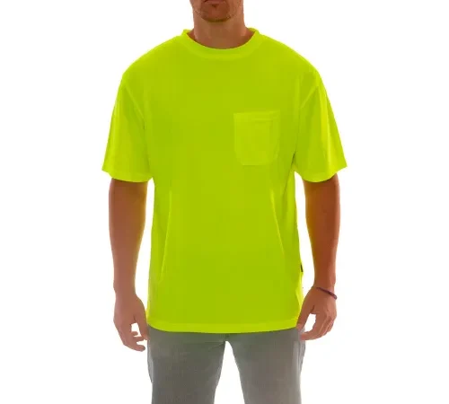 Tingley® Enhanced Visibility T-Shirt, Short Sleeve, 1 Pocket, Fl Lime, 5XL