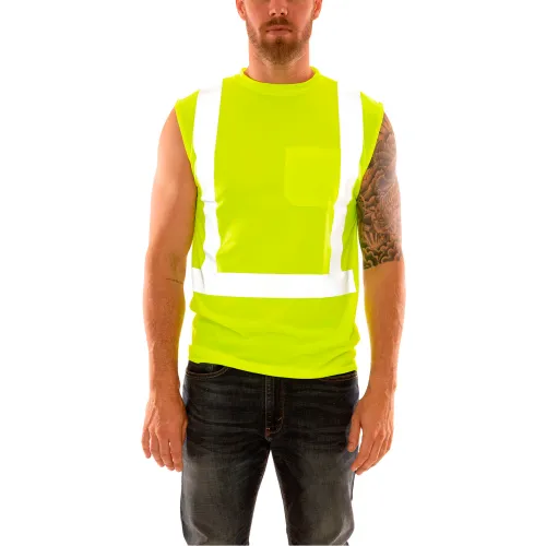 Tingley Reflective T-Shirt, Long Sleeve, 1 Pocket, Silver Tape, Type R, Class 3, Fl Lime, 2XL