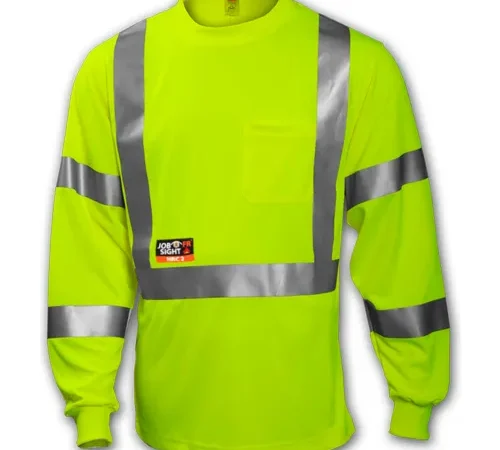 Tingley® Class 3 FR Long Sleeve TShirt, Fluorescent Yellow/Green, M