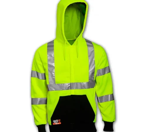 Tingley® Class 3 FR Hi-Vis Hooded Sweatshirt, Fluorescent Yellow Green/Black, 3XL
