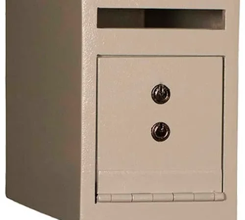 Tracker Safe Front Drop Slot Depository Safe  - DS090612-K - Dual Key Lock - 6"W x 12"D x 9"H  Cream