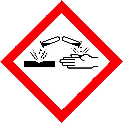 INCOM GHS1269 GHS "Corrosive" Pictogram Placard, 10-3/4" x 10-3/4" - 100/Pkg