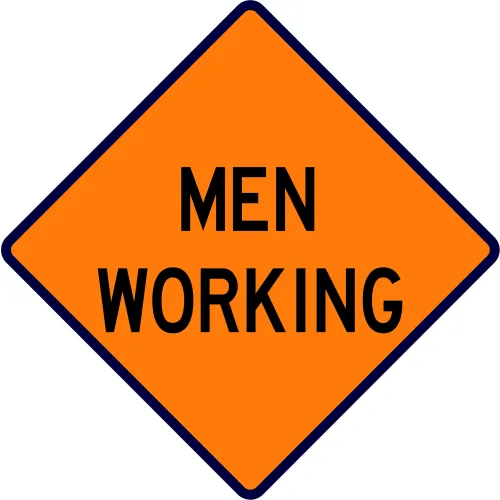 VizCon TrafFix Devices 36" X 36" Reflective Roll-Up Vinyl Sign, MEN WORKING