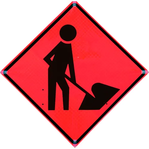 VizCon TrafFix Devices 48" X 48" Reflective Roll-Up Vinyl Sign, Men Working Symbol