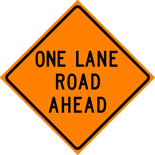 VizCon TrafFix Devices 48" X 48" Reflective Roll-Up Vinyl Sign, ONE LANE CLOSED AHEAD