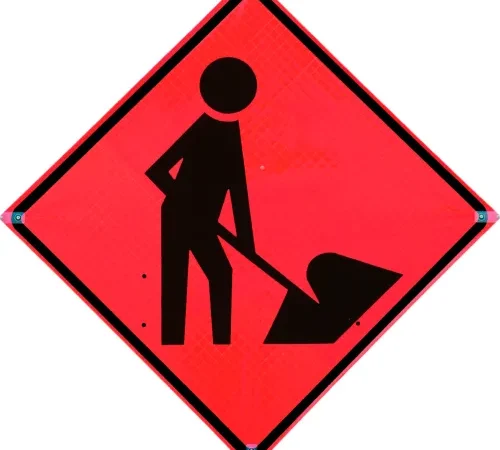 VizCon TrafFix Devices 48" X 48" Non reflective Roll-Up Vinyl Sign, Men Working Symbol