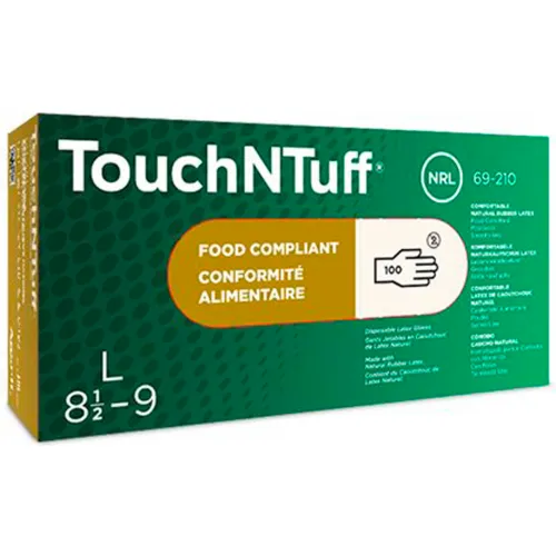 TouchNTuff® 69-210 Industrial Grade Latex Gloves, Powdered, Natural, L, 100 Gloves/Box - Image 2
