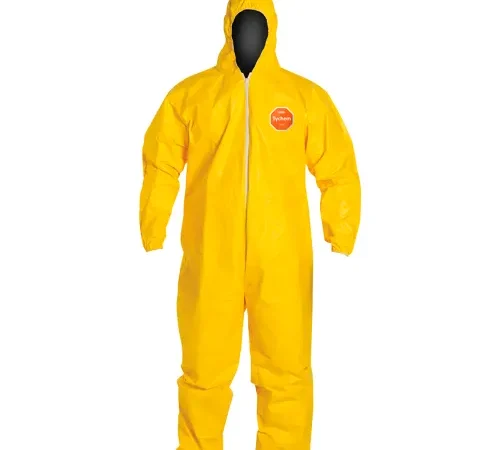 DuPont" Tychem 2000 Coverall,Hood,Elastic Wrist/Ankle,Stormflap, NAFTA,Yellow,2X,12/Qty