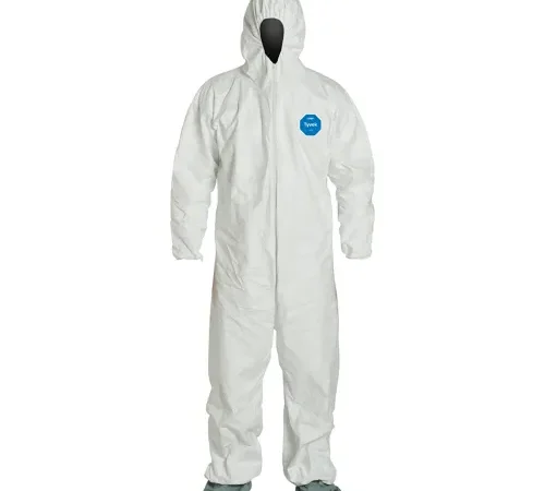 DuPont" Tyvek 400 Coverall Hood & Socks/Boots, Serged Seam, White, MD, 25/Qty