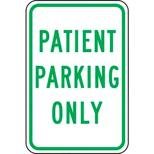 AccuformNMC Patient Parking Only Safety Sign, EGP Aluminum, 18" x 12", Green/White