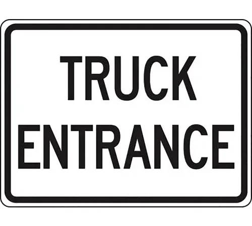 AccuformNMC Truck Entrance Traffic Sign, EGP Reflective Aluminum, 18" x 24", Black/White