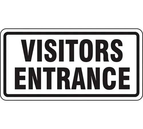 AccuformNMC Visitors Entrance Traffic Sign, EGP Reflective Aluminum, 12" x 24", Black/White