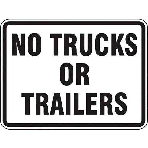 AccuformNMC" No Trucks Or Trailers Traffic Sign, EGP Refl. Aluminum, 18" x 24", Black/White