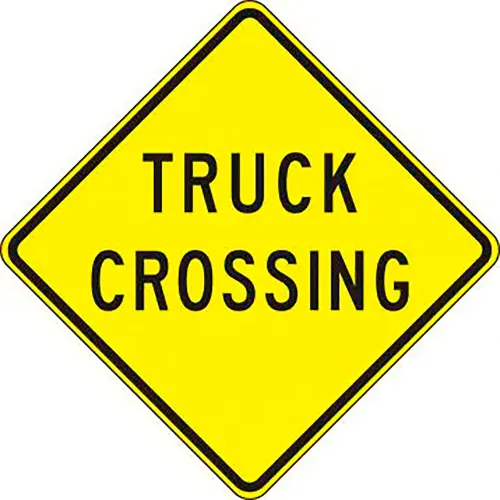 AccuformNMC Truck Crossing Traffic Sign, EGP Reflective Aluminum, 24" x 24", Black/Yellow